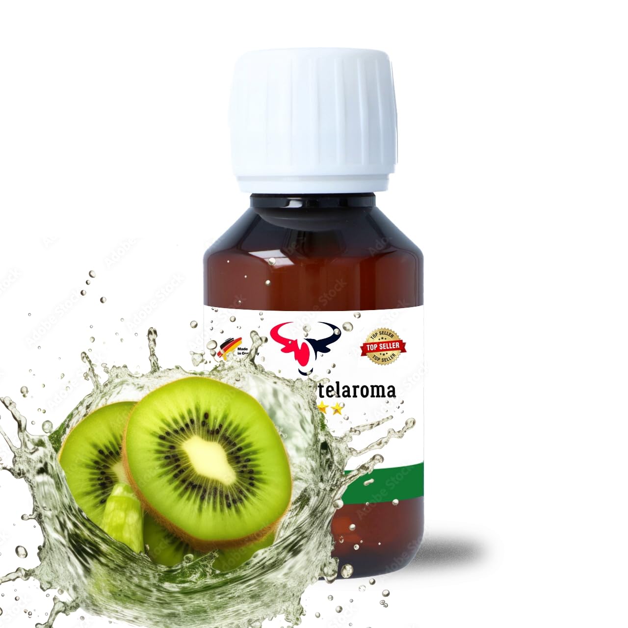 Kiwi Konzentrat Drops hochkonzentriertes Aroma Lebensmittelaroma Intensives Aroma zum Backen in Lebensmitteln & Getränken, für Diffuser Vernebler Nebelmaschinen Wassersprudler uvm. (100 ml)