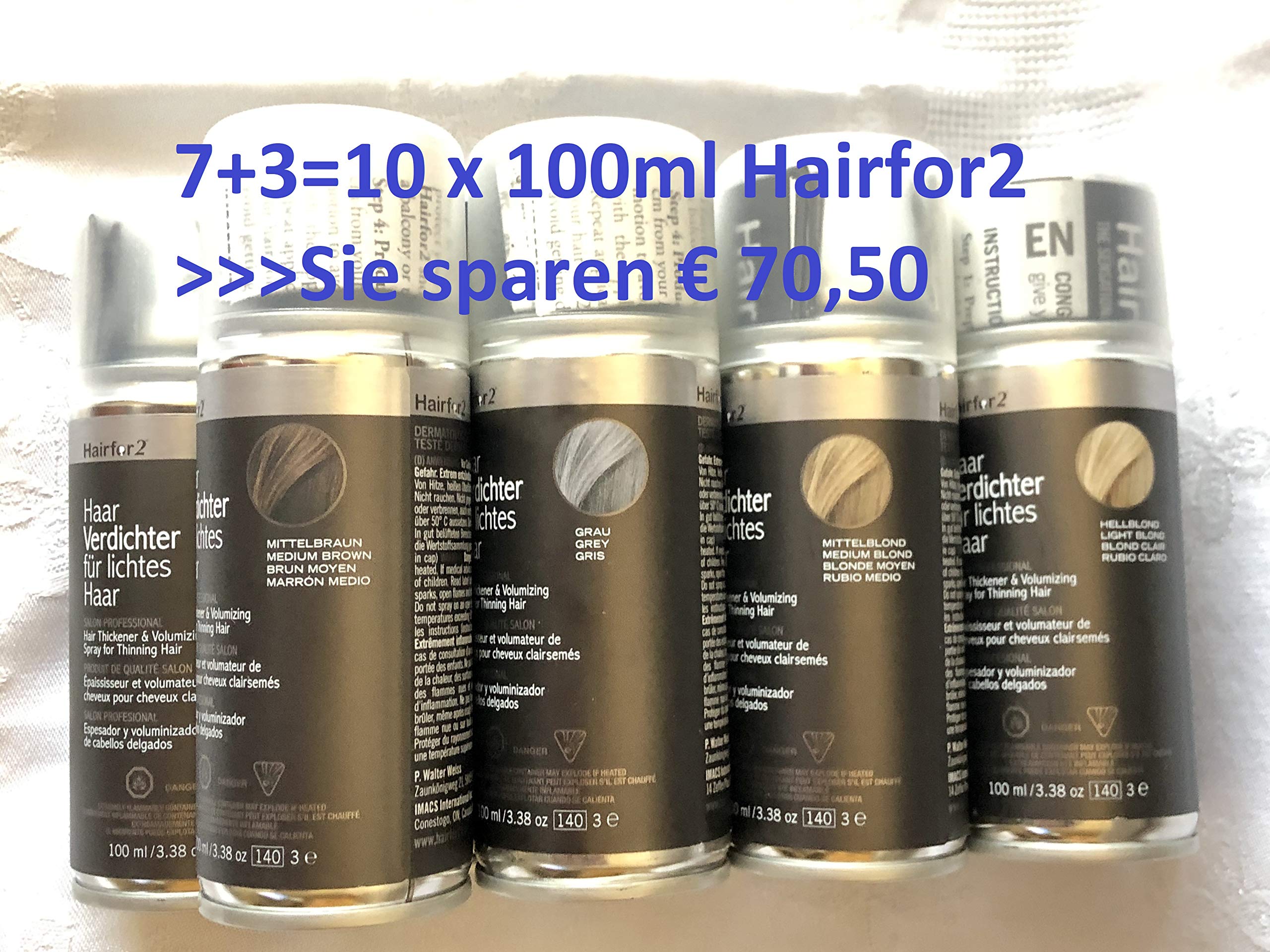 Vorratsangebot! 10 x Hairfor2 Haarverdichtungsspray 100ml (Dunkelbraun)