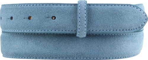 BELTINGER Gürtel aus Veloursleder ohne Schnalle 3,0 cm | Velour-Ledergürtel für Damen Herren 30mm | Wildleder-Gürtel | Jeansblau 115cm