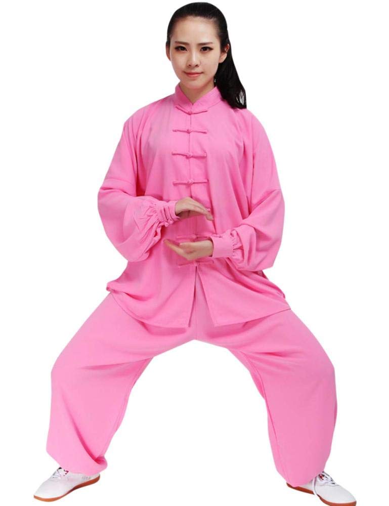 SCDXJ Tai Chi Kleidung Baumwolle Seide Männer und Frauen Praxis Kleidung Kampfsport Kleidung, Pink - rose - Größe: Large