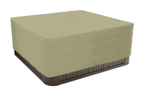 BaCover Outdoor Whirlpool-Abdeckung, Allwetter Garten Spa Abdeckung aus 210D Oxford, Wasserdicht, Staubdicht, UV-geschützt Poolabdeckung Quadrat,Beige,240x240x85cm