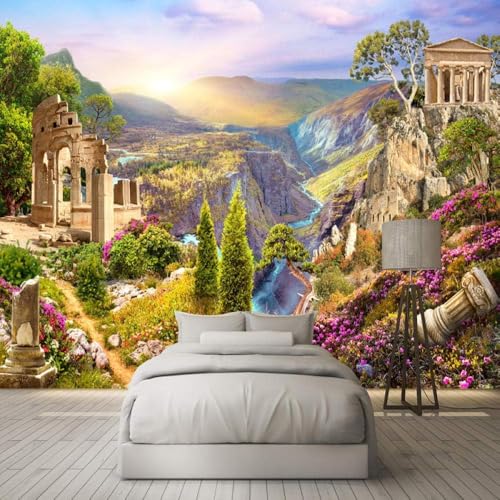 Architektur Blumen Canyons Natur 3D Tapete Poster Restaurant Schlafzimmer Wohnzimmer Sofa TV Dekorative Wand-350cm×256cm