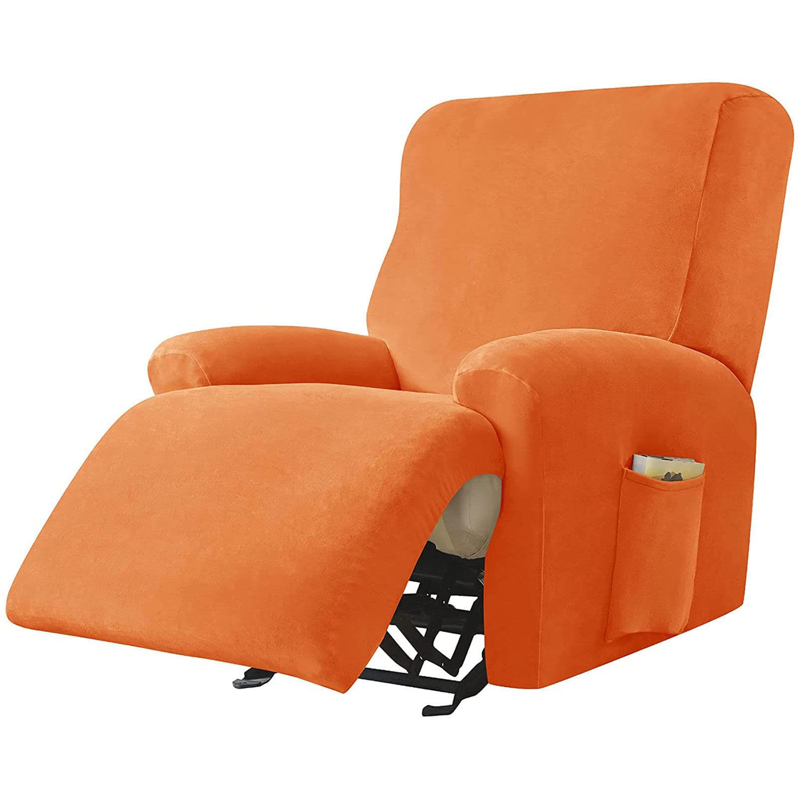 JHLD Stretch Sesselbezug Relaxsessel, Samt Ruhesessel Bezug 1/2/3 Sitzer Relaxsessel Bezug Weiche Ruhesessel Bezüge Anti-rutsch Mit Elastischem Boden Für Kinder Haustiere-Orange-1 Sitzer