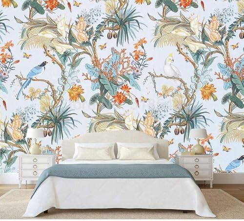 Zweige Blumen Vögel 3D Tapete Poster Restaurant Schlafzimmer Wohnzimmer Sofa TV Dekorative Wand-400cm×280cm