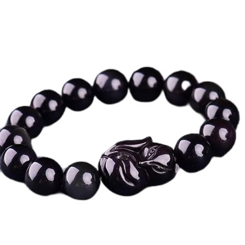 Klassisches Armband aus natürlichem Kristall, Feng Shui, Eis, Regenbogenauge, Obsidian, Glücksfuchs-Charm, Balance-Perlenarmband, Tieranhänger, Urlaub, Schmuck, Reichtum, Amulett, zieht Geld an,