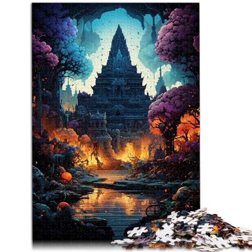 Puzzle für „Die farbenfrohe Psychedelie von Angkor Wat“, 1000-teiliges Puzzle für Erwachsene, Holzpuzzle, Geburtstagsgeschenk, Geschenke für 1000 Teile (50 x 75 cm)