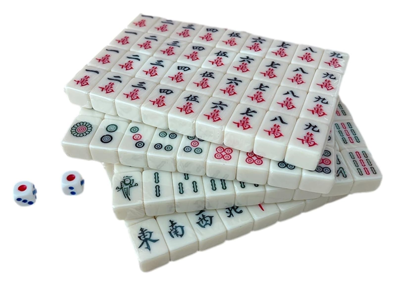 BFVAKBKYT Chinesisch Majong Set, Leichte Mahjong-Sets mit klarer Gravur, kompakt for zu Hause und das Wohnheim, idealer Reisebegleiter for Schule und Ausflüge.(White)