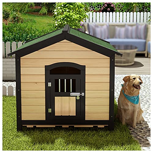 Outdoor-Hundehütte aus karbonisiertem Holz, wetterfeste Haustiervilla für den Garten, geeignet für kleine, mittlere und große Haustiere (55×65×65cm)