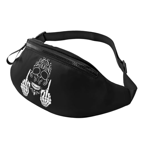 HSJFS Hüfttasche mit lustigem Totenkopf-Aufdruck, verstellbarer Gürtel, lässige Brusttasche, Lustiger Totenkopf, Einheitsgröße