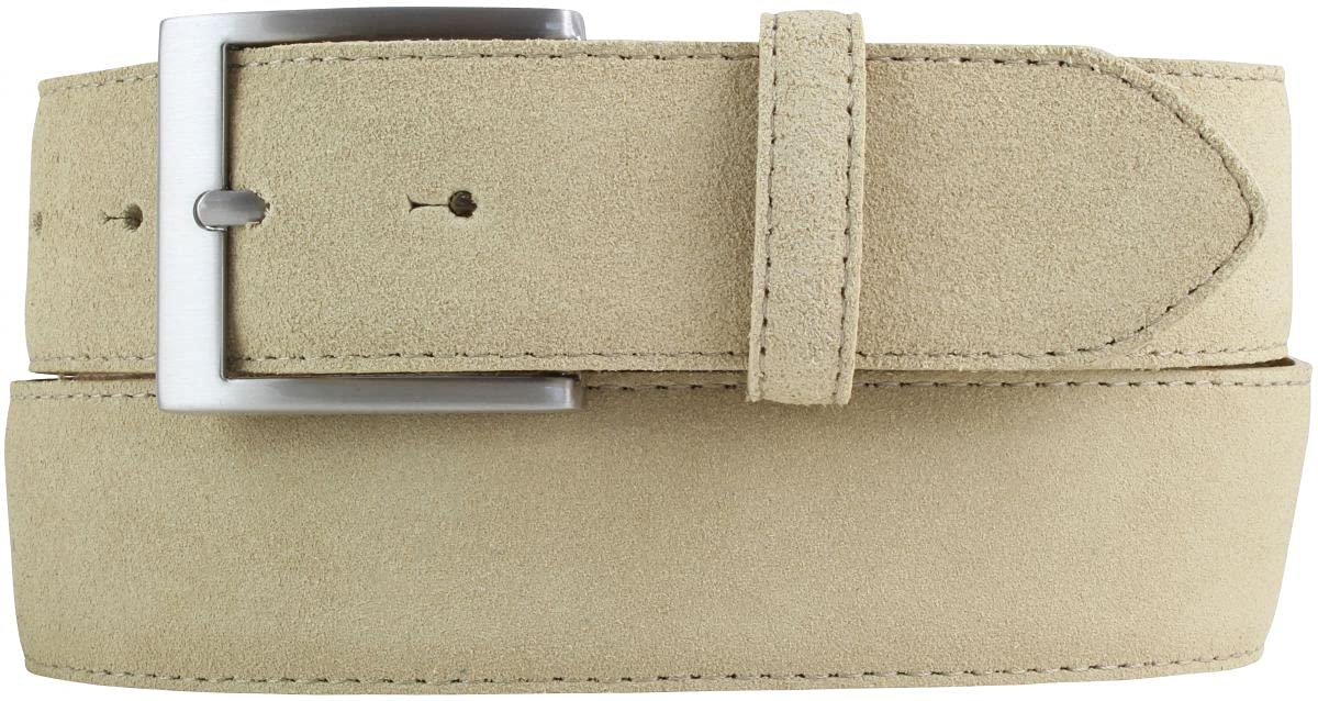 BELTINGER Gürtel aus Veloursleder 4 cm | Hochwertiger Velour-Ledergürtel für Herren 40mm | Herren-Gürtel Wildleder-Gürtel 4cm | Beige 90cm