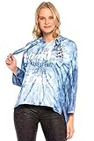 Cipo & Baxx Damen Kapuzensweatshirt Oversize Sweater Print Batik Muster Langarm WL263 Blau M