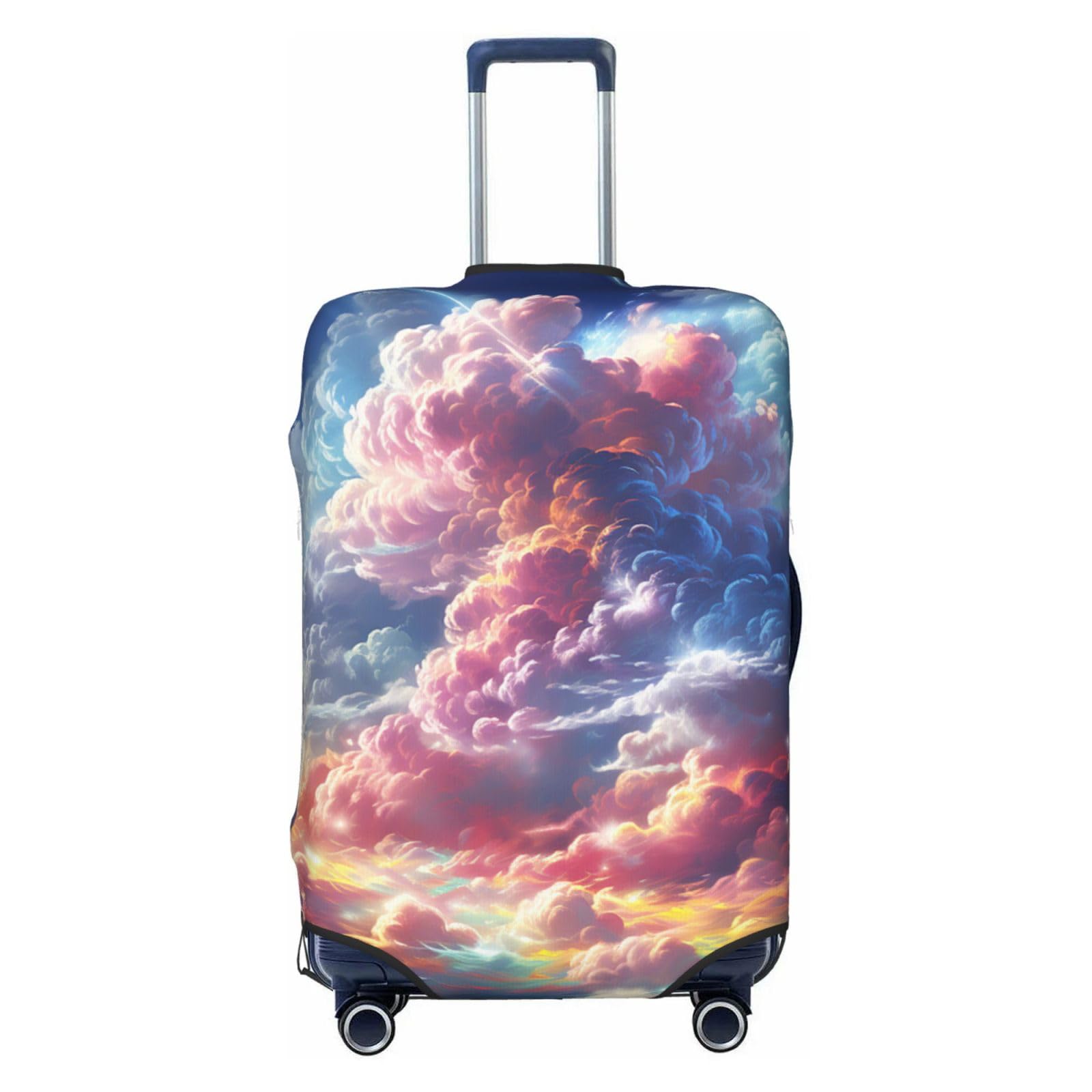 CSGJMYGS Reisegepäckabdeckung, elastisch, waschbar, modisch, kratzfest, bunte Wolken, Koffer-Schutz, passend für 45,7 - 81,3 cm Gepäck, Schwarz , XL