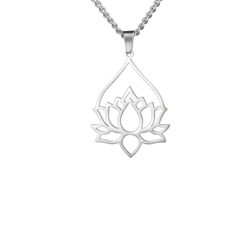 GZHENGZG Herrenhalsketten und Damenschmuck, Lotusblüten-Anhänger, Halsketten für Frauen, Yoga, Heilzauber, Halskette, Halsband, Amulett, Schmuck, Geschenk