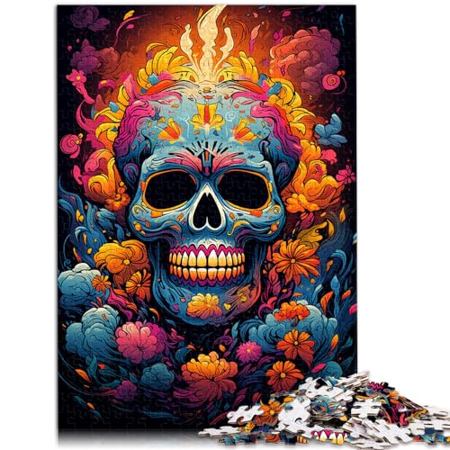 Puzzle | Puzzles Bunter Psychedelischer Fantasy-Totenkopf für Erwachsene, 1000-teiliges Puzzle, Holzpuzzle, Künstlersammlung, Bildende Kunst, 1000 Teile (50 x 75 cm)