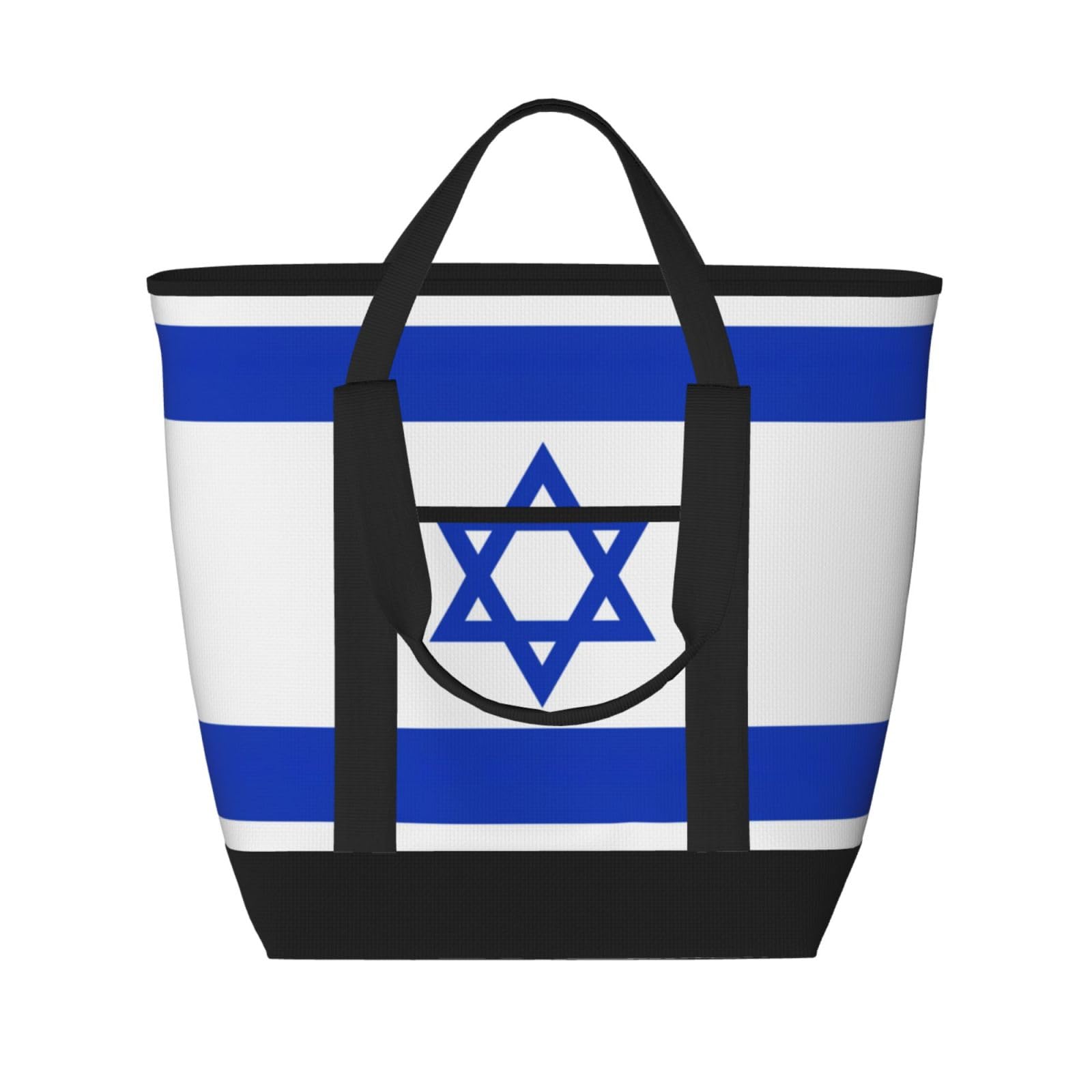 YQxwJL Tragetasche mit israelischem Flaggenaufdruck, großes Fassungsvermögen, isolierte Lunchtasche, wiederverwendbare Einkaufstasche mit Reißverschluss für Damen und Herren