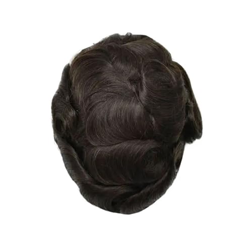 Männer Toupet 0,03 mm Untra dünne Haut Männerhaar-Toupet Männer Prothese Kapillare Remy Menschenhaar Natürliche Herrenperücken Protese Capilar Masculina Perücken Toupet Haar(Darkest Brown)