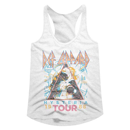 Def Leppard British Heavy Metal Rock Band 1988 Hysteria Tour Graphic Damen Racerback Tank Top, Weiss/opulenter Garten, Klein