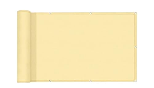 AMEEDA Balkon Sichtschutz Wasserdichter Zaun, Segel, Balkongeländer, Sichtschutz, regenfest, UV-beständig, for Terrasse, Windschutz, Stoff, Sonnenschutz, Schattentuch(Beige - 50CM,0.8x2m)