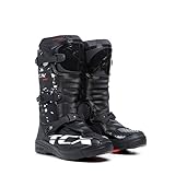 TCX - Comp Kid, Kinder-Motocross-Stiefel, Obermaterial aus Mikrofaser, 3-Schnallen-Polyurethan-Verschluss mit Mikrometrischer Verstellung und Klettverschluss, Schwarz/Weiß