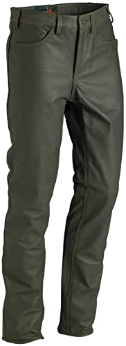 La Chasse Lederhose aus Büffelleder für Damen strapazierfähig Trachtenhose Büffellederhose Jagdlederhose Damenhose (36 (Damengröße), Grün (Oliv))