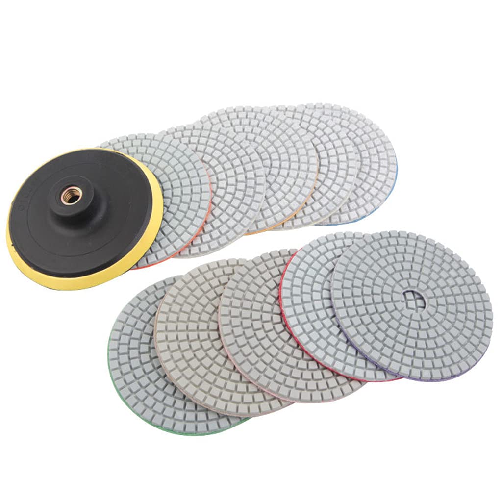 SZYDD 8 // 12/19 Stück Schleifpads Körnung Nasspolierpads 10,2 cm Nass Trocken Set für Beton Marmor Nasspolierpads für