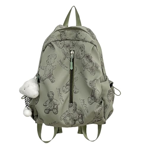 Damen-Rucksack, Teenager, Reiserucksack, Mädchen, Volldruck, Nylon-Rucksack, lässiger Tagesrucksack, Studenten-Schulrucksack, grün