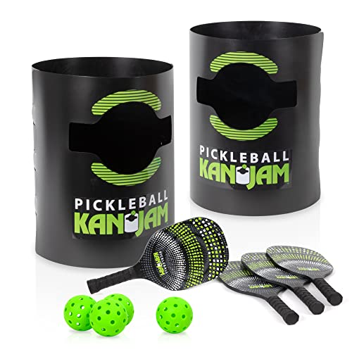 Kan Jam Pickleball – Spielen Sie Pickleball überall – Team-basiertes Pickleball-Spiel – inklusive 4 Pickleball-Paddel und 4 Picklebälle, schwarz/grün