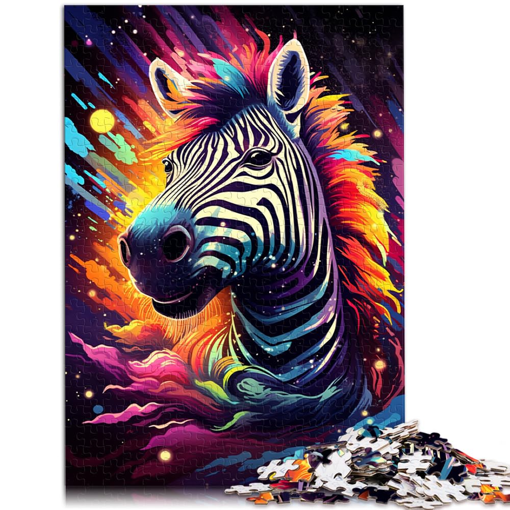 Puzzle-Geschenk, farbiges Zebra, 1000 Teile, Holzpuzzle, jedes Teil ist einzigartig – anspruchsvolles, unterhaltsames Familienspiel, 1000 Teile (50 x 75 cm)