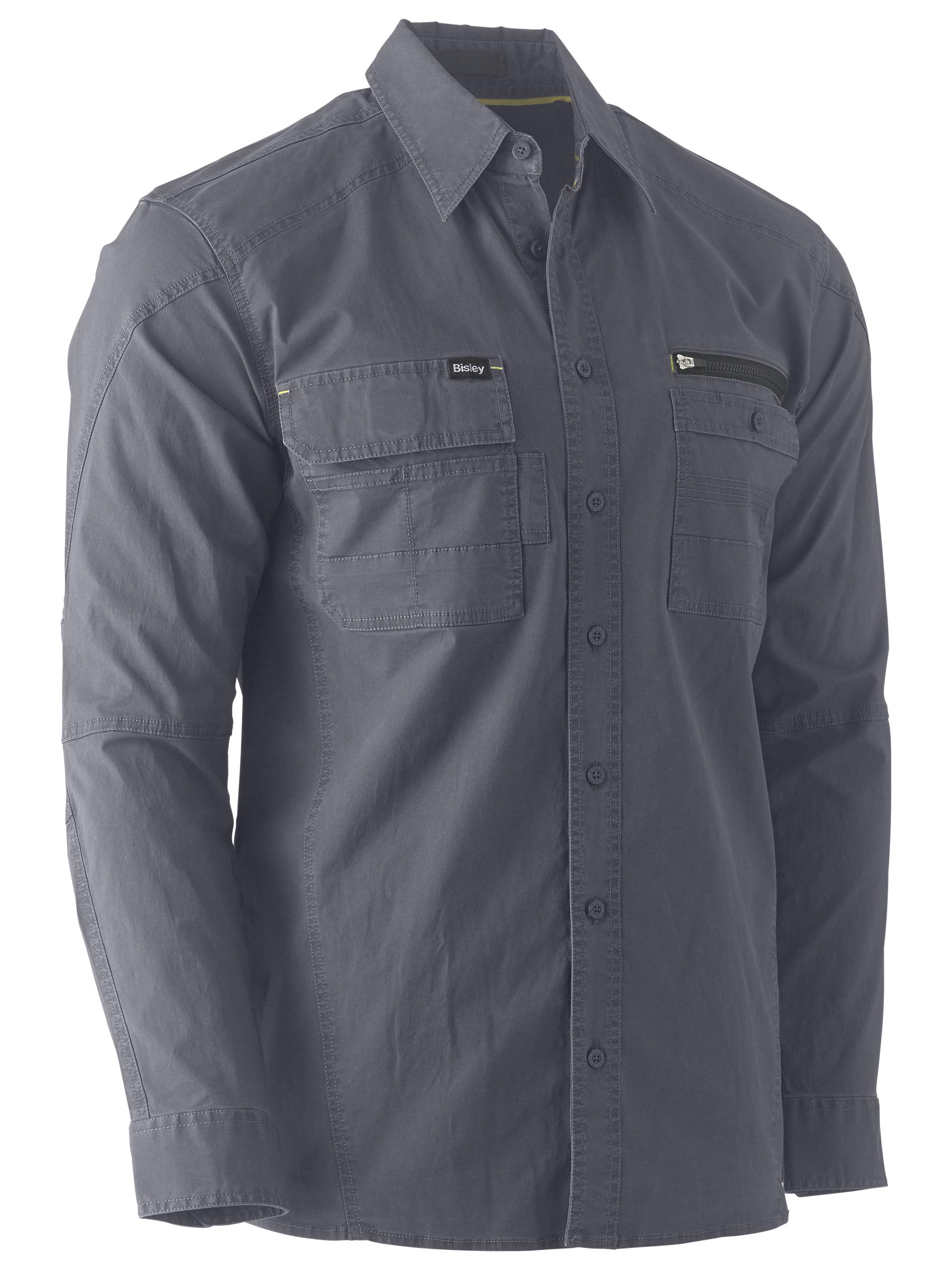 Bisley Workwear Flex & Move Arbeitsshirt 145 g/m², langärmelig, Anthrazit, 5XL