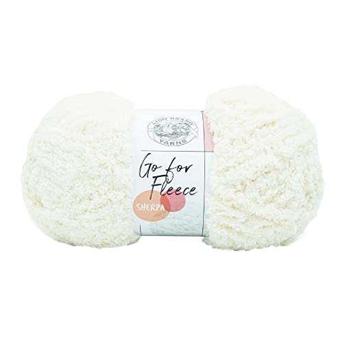 Lion Brand Yarn Go for Fleece Sherpa Jumbo Garn zum Stricken, Häkeln und Basteln, 1 Packung, cremefarben