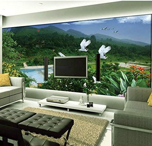 XLMING Landschaft Schwan Poster Küche Esszimmer Arbeitszimmer Wohnzimmer TV Hintergrund Wand 3D Tapete-200cm×140cm