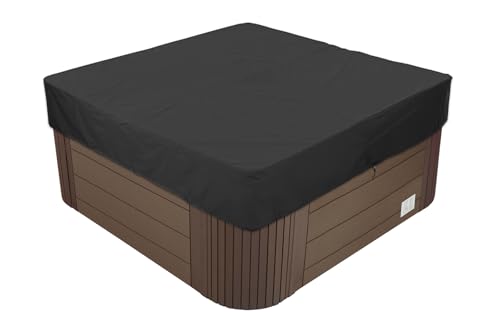 BaCover Outdoor Whirlpool Abdeckung, 210D Oxford-Gewebe Wasserdicht UV-Schutz Spa Hot Tub Pool Abdeckun Quadratische Pool Schutzabdeckung,Schwarz,207x207x30cm