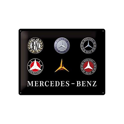 Nostalgic-Art 23251 Retro Blechschild Mercedes-Benz – Logo Evolution – Geschenk-Idee für Auto Accessoires Fans, aus Metall, Vintage-Design, 30 x 40 cm