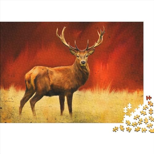 Kunstpuzzle für Erwachsene 1000 Teile Hirsch für Erwachsene 1000 Teile Puzzlegeschenke Entspannungspuzzlespiele - Denksportpuzzle (Größe 75x50cm)