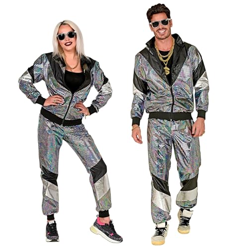 Widmann 11873 - Kostüm 80er-Jahre Trainingsanzug, mehrfarbig, Jacke und Hose, angenehmer Tragekomfort, Disco, Jogginganzug, Retro-Style, Bad Taste Party, Karneval