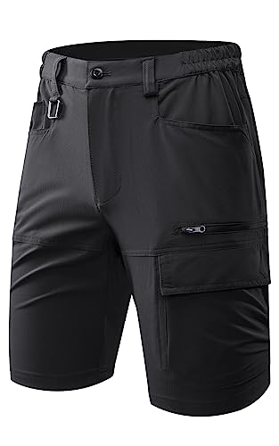 Mr.Stream Elastischer Herren Hose Sports Short svielseitige Wanderhose komfortable Outdoor Hose mit praktischen Taschen Shorts XL Black