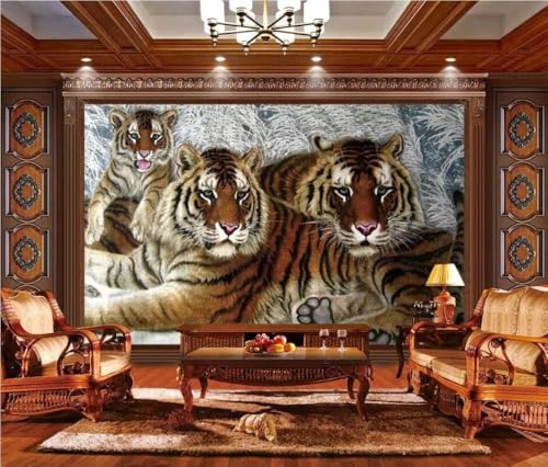 Tiere Tiger 3D Tapete Poster Restaurant Schlafzimmer Wohnzimmer Sofa TV Dekorative Wand-200cm×140cm