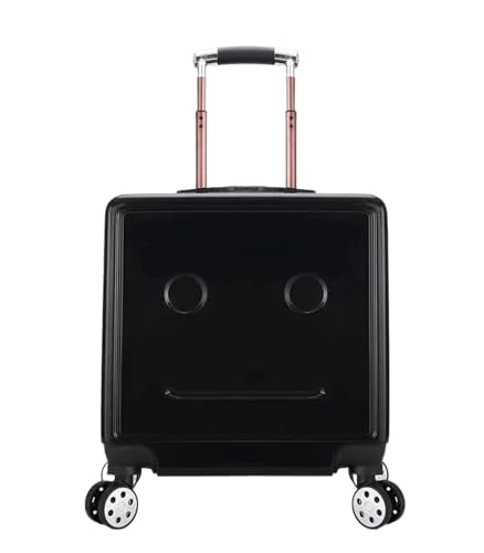 Habrur Rollkoffer Koffer Trolley Gepäck, Verstellbarer Trolley-Koffer Für Reisen, Einsteigen, Zahlenschloss, Handgepäck Koffer Gepäck Reisekoffer (Color : Black, Size : 18inch)