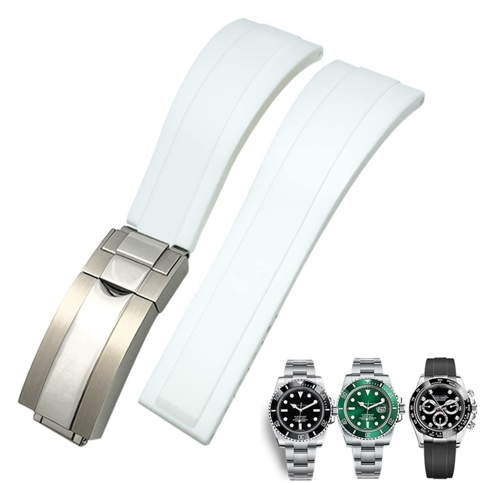 NEYENS Gummi-Uhrenarmband für Rolex Daytona Submariner GMT Yacht-Master Oysterflex Silikon-Armband mit Faltschließe, 20 mm / 21 mm, 21 mm, Achat