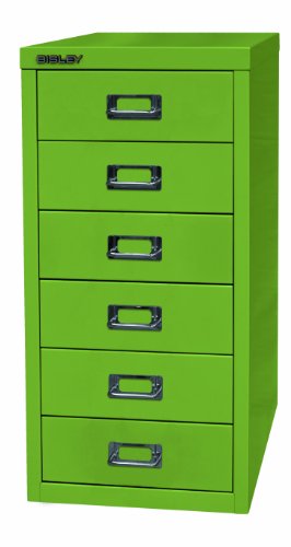 BISLEY MultiDrawer, 29er Serie, DIN A4, 6 Schubladen, Metall, 604 Grün, 38 x 27.9 x 59 cm