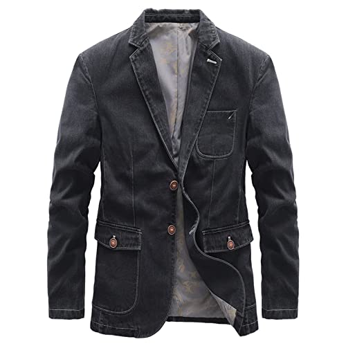 WINDEHAO Herren Übergröße 4XL Casual Herbst Jacke, Business Casual Slim Denim Jacke Dünn Abschnitt Jacke Langarm Blazer