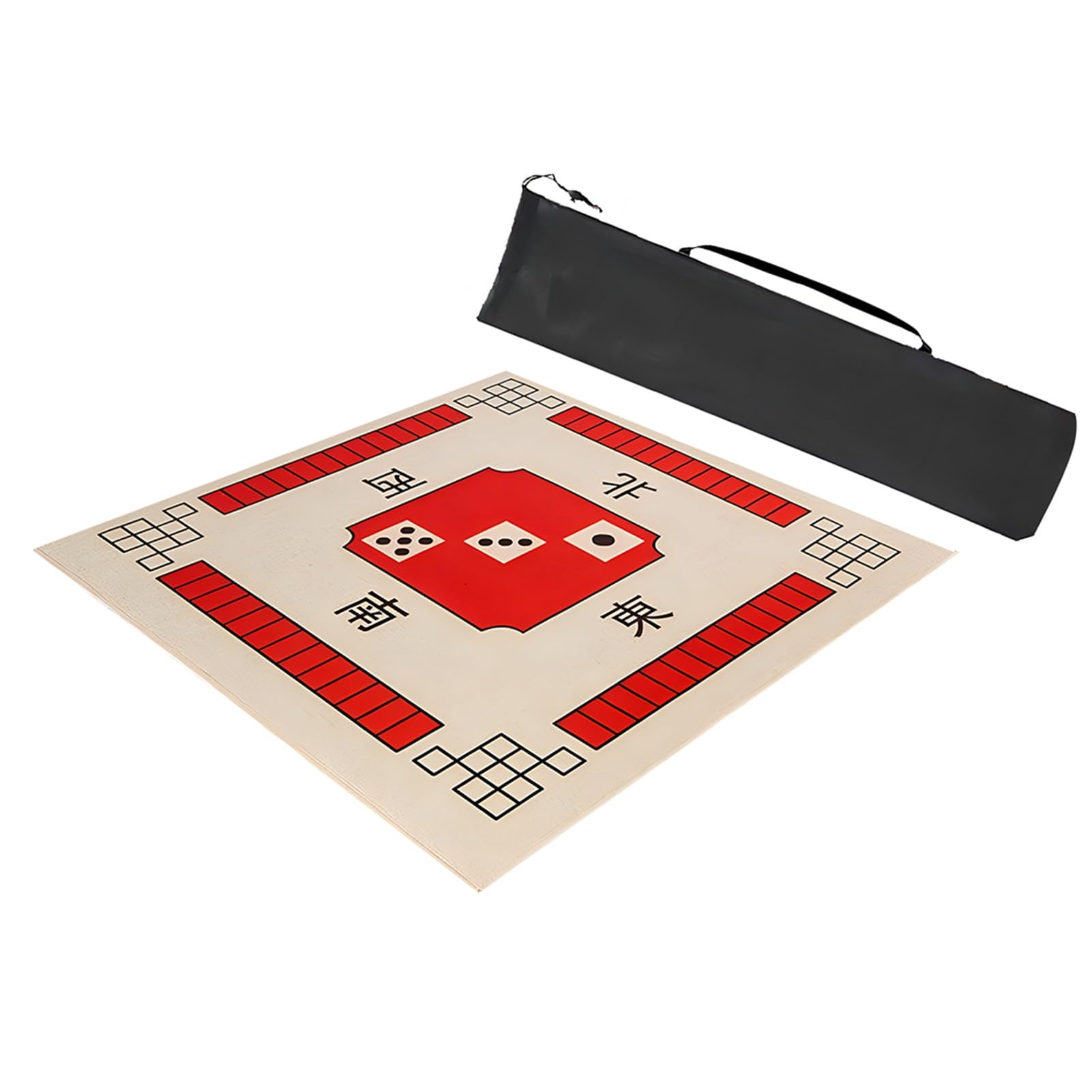 Mahjong Tischmatte,Kachel Spiele Tischabdeckung, Verdickte Mahjong-Tischmatte, rutschfeste Mahjong-Tischmatte mit Geräuschreduzierung und Aufbewahrungstasche for Mahjon Poker(Red,83x83cm(32.67x32.67in