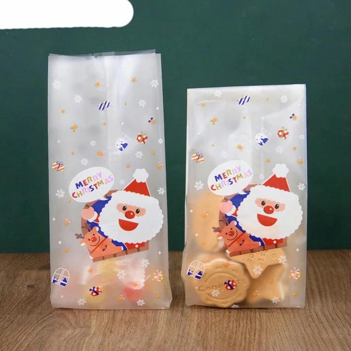 25/50 Stück Schneemann-Plätzchen-Süßigkeitstüten aus Kunststoff zum Backen, Geschenkverpackung, Weihnachtsmann, Weihnachtsbaumschmuck, 2024, Neujahr, Partyzubehör, F-22,5 x 8,5 cm, 50 Stück