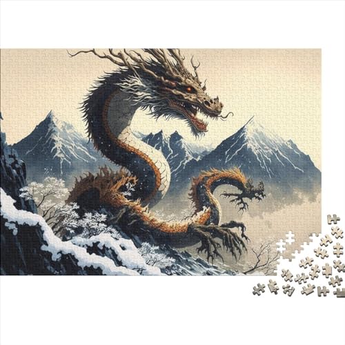 Drachenpuzzle 1000 Teile für Erwachsene und Jugendliche aus Holz, Puzzlespiel für Erwachsene, Spielzeug für Erwachsene, Familienpuzzle, Geschenk (Größe 75x50cm)