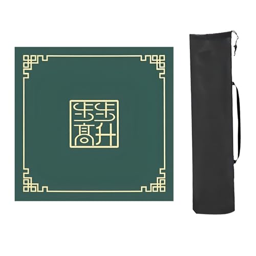 Mahjong Tischmatte,Kachel Spiele Tischabdeckung, Lärmreduzierende Mahjong-Tischmatte, Mahjong-Matte aus Faser und Gummi, vibrationsreduzierendes Mahjong-Pad for Mahjon-Poker(Green,70x70cm (27.55x27.55