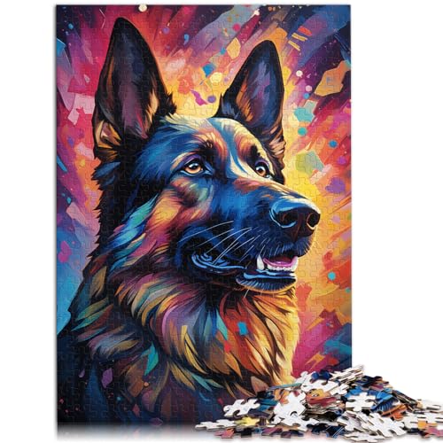 Puzzlespiel, Bunter Psychedelischer Deutscher Schäferhund, 1000-teiliges Puzzle, Holzpuzzle, Geschenke für Freunde und Familie, 1000 Teile (50 x 75 cm)