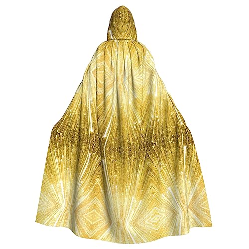 WURTON Goldfarbener Faschings-Umhang mit Kapuze, Unisex, Cosplay-Kostüme, Umhang für Erwachsene, 185 cm