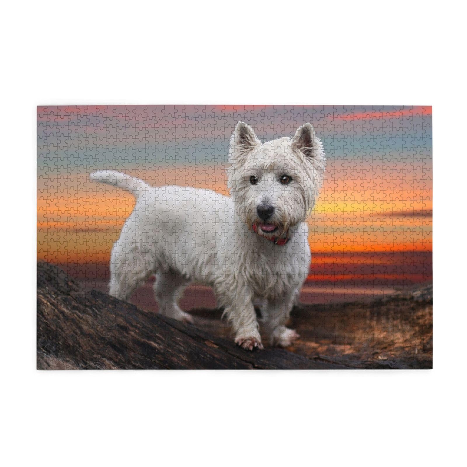 West Highland White Terrier Hunde Berge Weiß, Puzzles 1000 Teile Holzpuzzle Spielzeug Familienspiel Wanddekoration