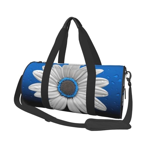 Robuste Reisetasche mit gelben Blumen und Schmetterlingen, geräumige und stilvolle Tasche für alle Ihre Reisebedürfnisse, Weiß/blaue Gänseblümchen, Einheitsgröße