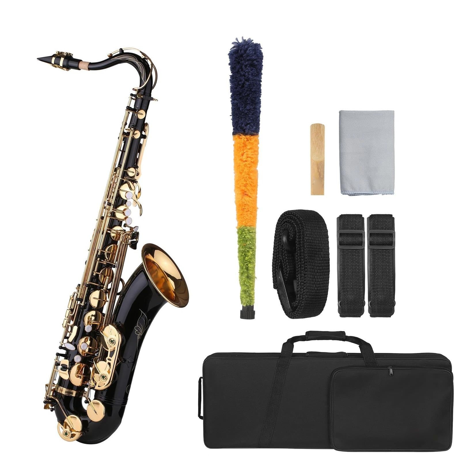 B-Tenorsaxophon, Bb-Saxophon Mit Schwarzem Lack, Mit Instrumentenkoffer, Mundstück, Reed-Umhängeband, Zubehör Anfänger saxophon